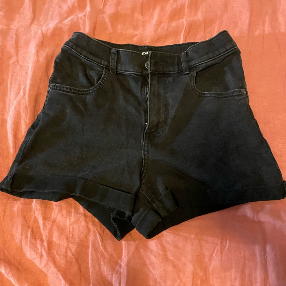 Express Super High Waisted Black Shorts